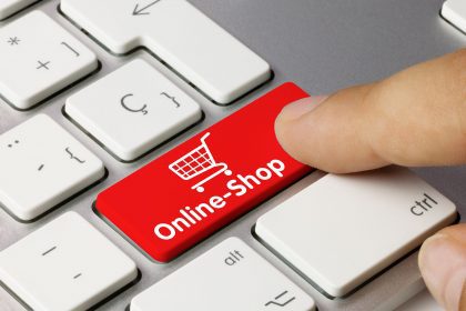 Tastatur mit roter Taste für Online-Shop